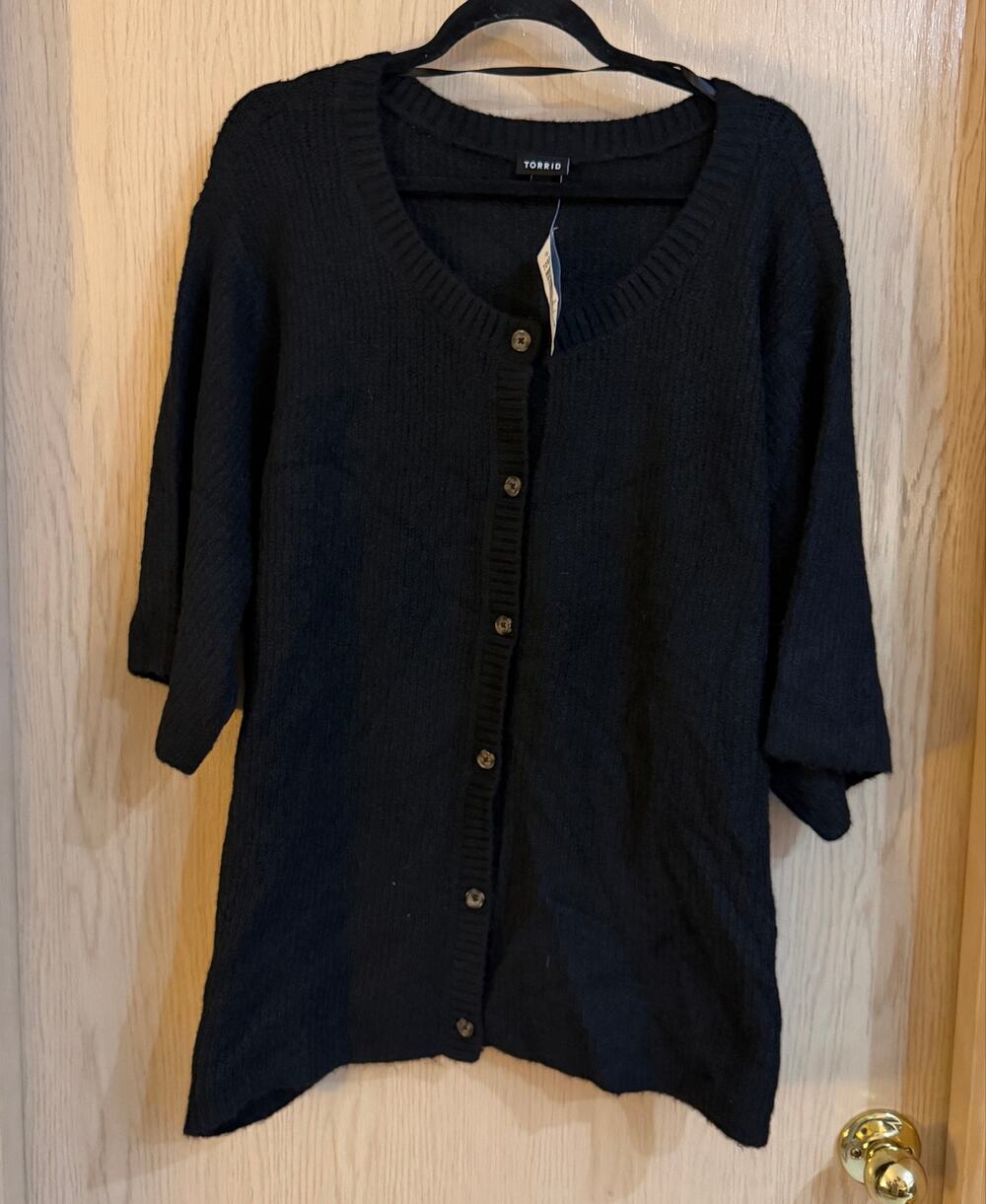 Torrid Vegan Cashmere Black Button Cardigan 4X 26 NWT